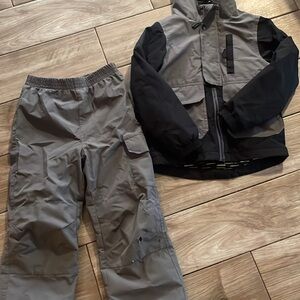 Gray and Black Jacket and Pants Set